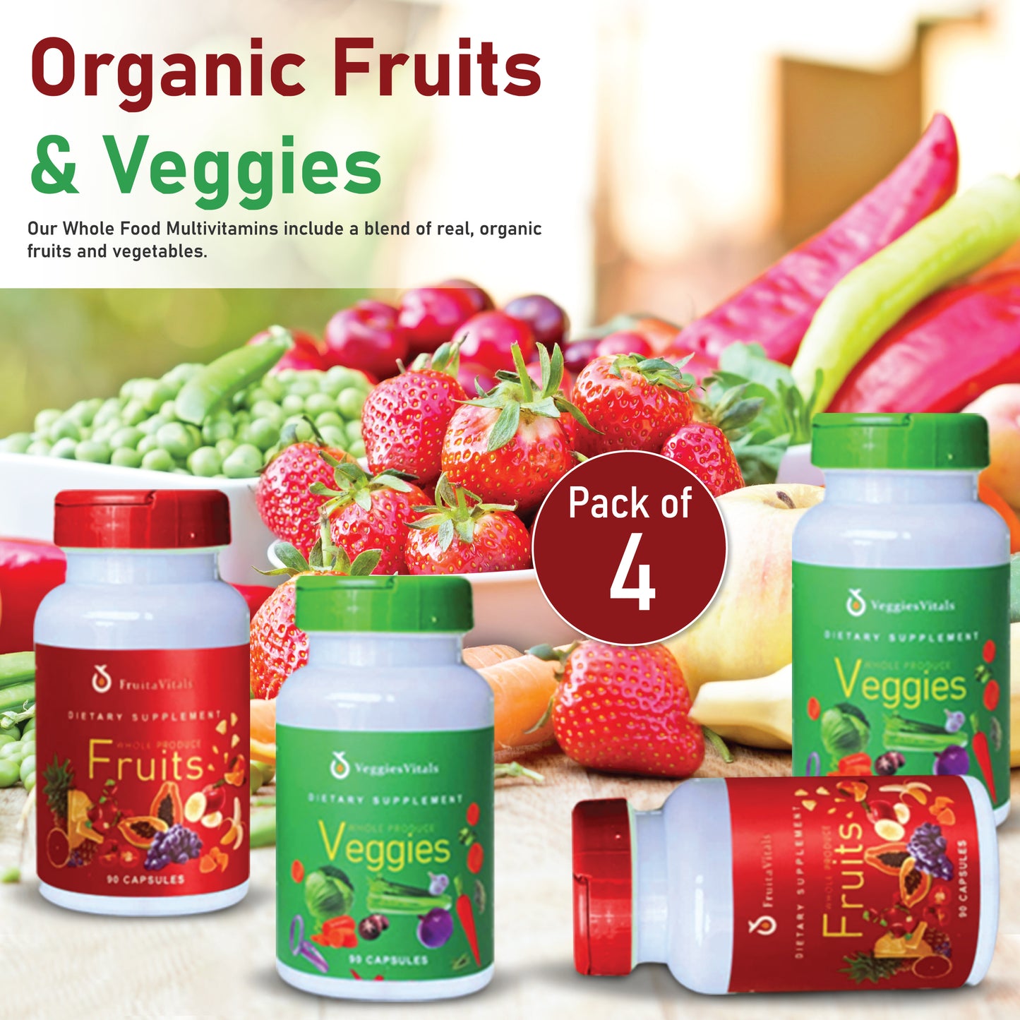 FruitaVitals Fruits & Veggies Supplements (Pack of 4)