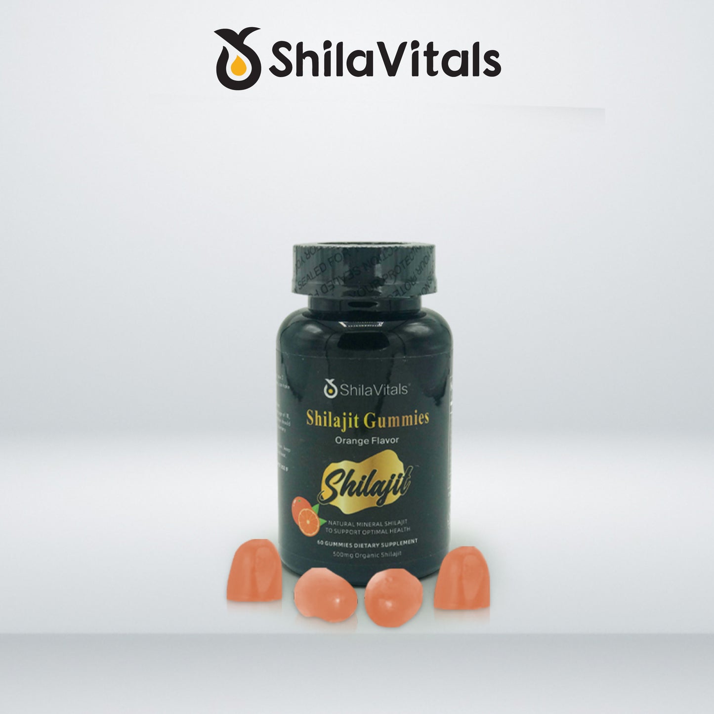 ShilaVitals Organic Shilajit Gummies – Orange Flavor – 500mg Natural Wellness Support