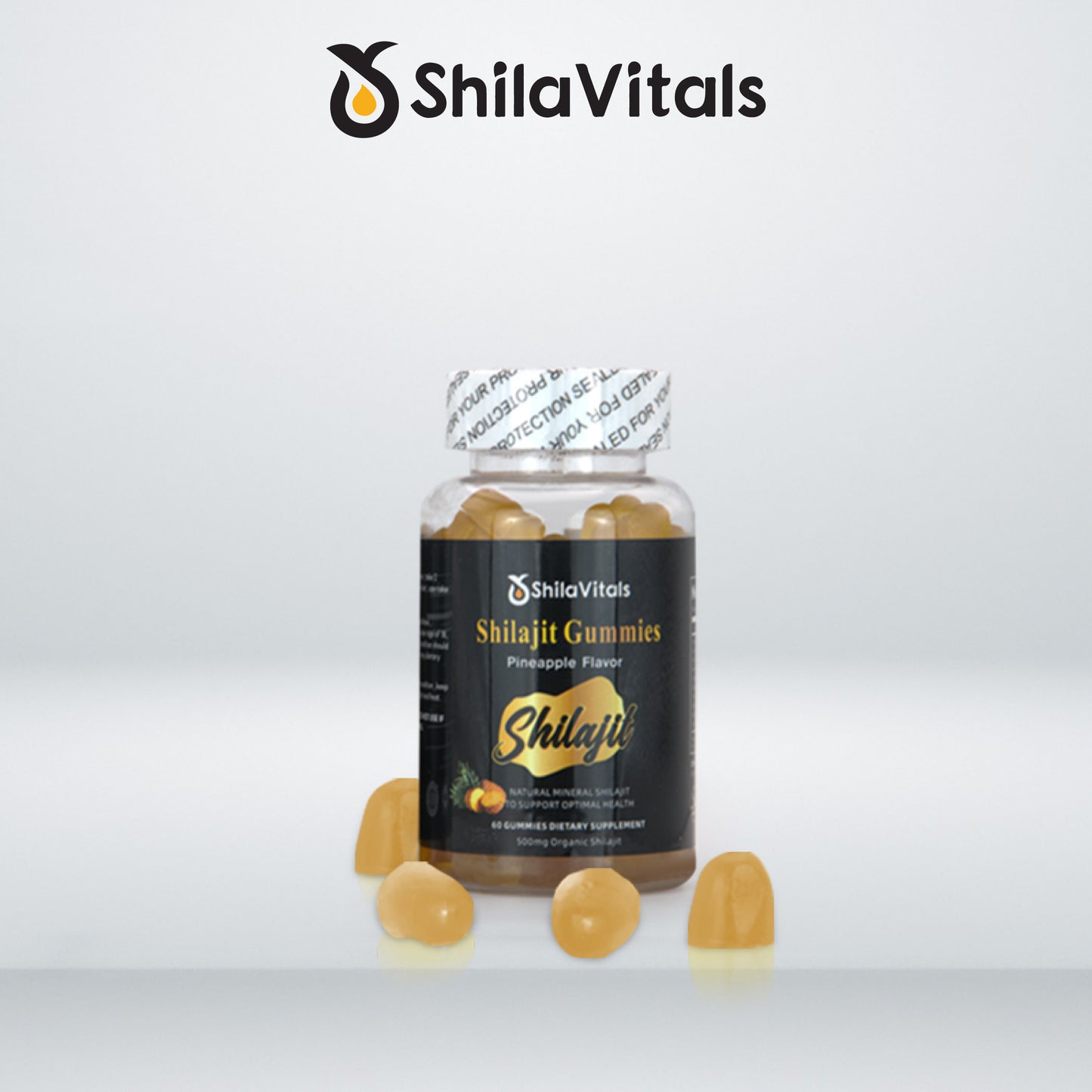 ShilaVitals Organic Shilajit Gummies – Pineapple Flavor – 500mg Daily Energy Support