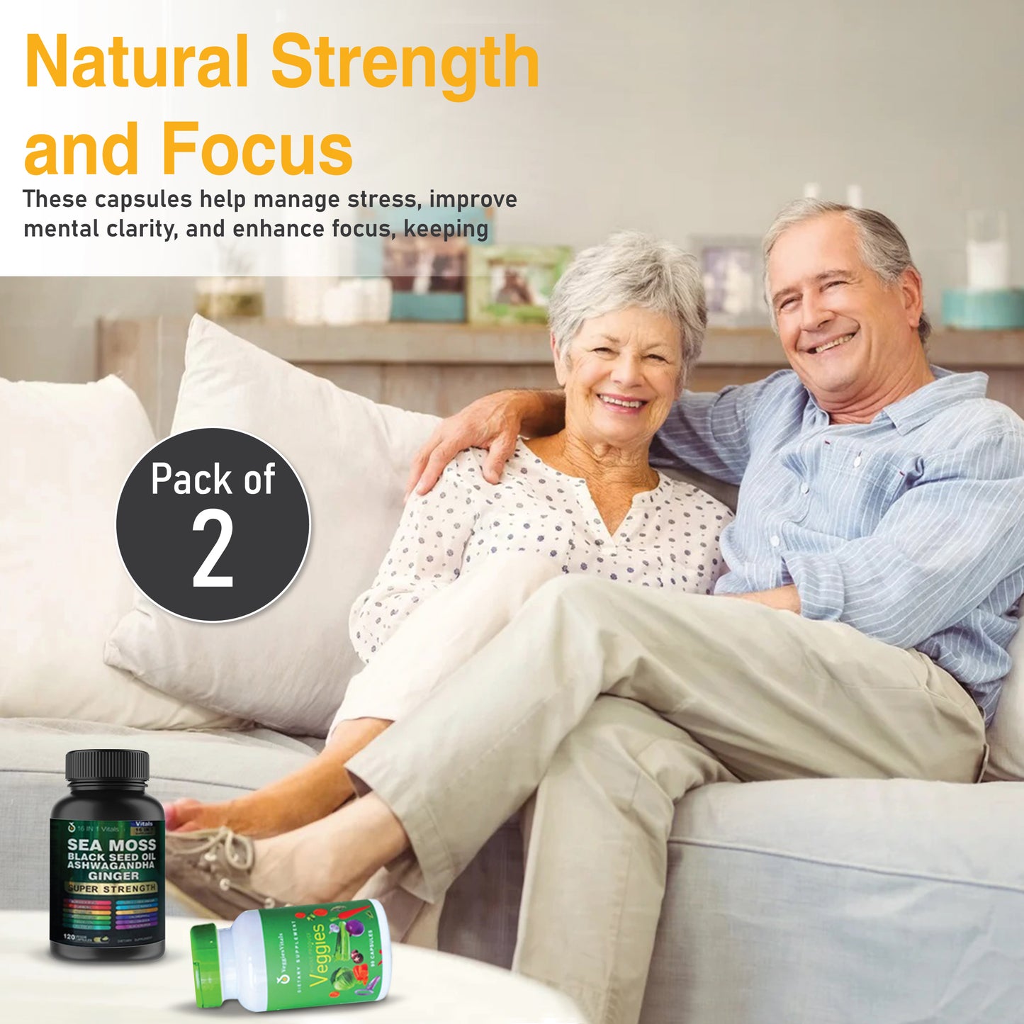 Sea Moss Ashwagandha Ginger & Veggies Vitals Supplement Pack of 2