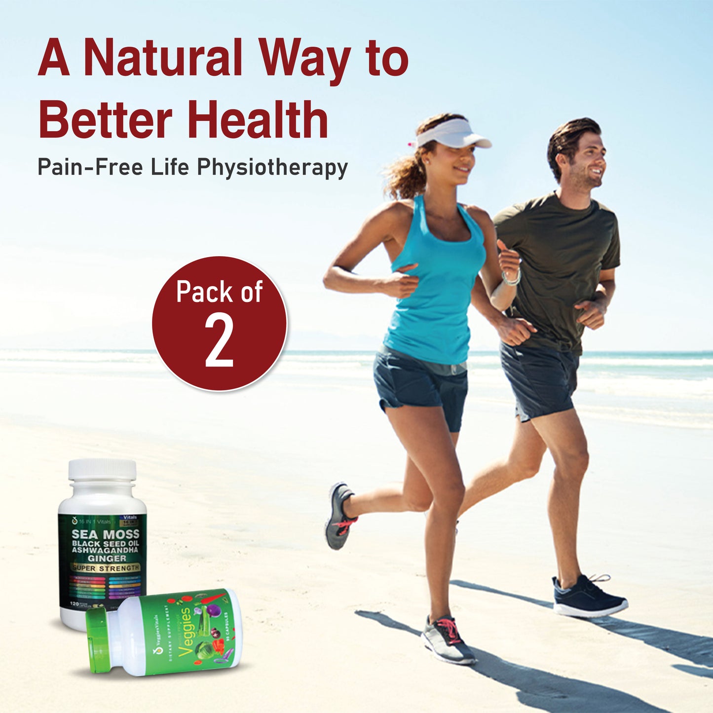 Sea Moss Black Seed Oil Ashwagandha Ginger & Veggies Supplements (Pack of 2)