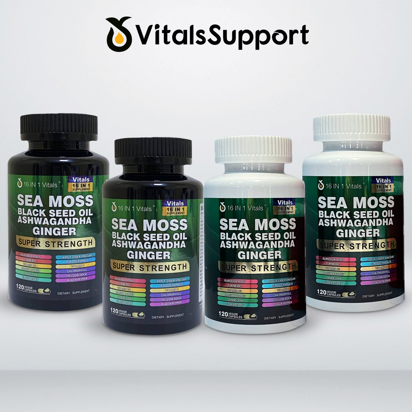 Sea Moss Black Seed Ashwagandha Ginger Supplements (pack of 4)