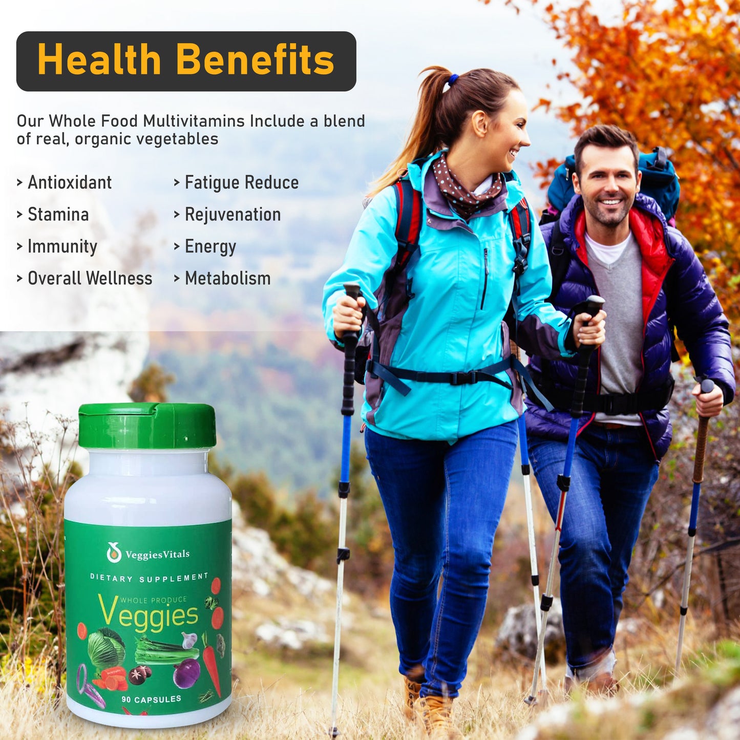 VeggiesVitals Whole Produce Veggie Capsules – Daily Vegetable Supplement – 90 Capsules