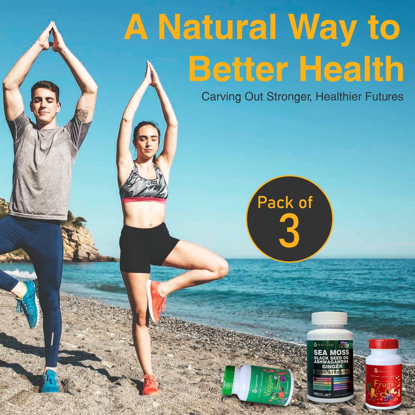 Fruita Vitality Capsules Package Price for 3 Sea Moss, Veggies & Fruits