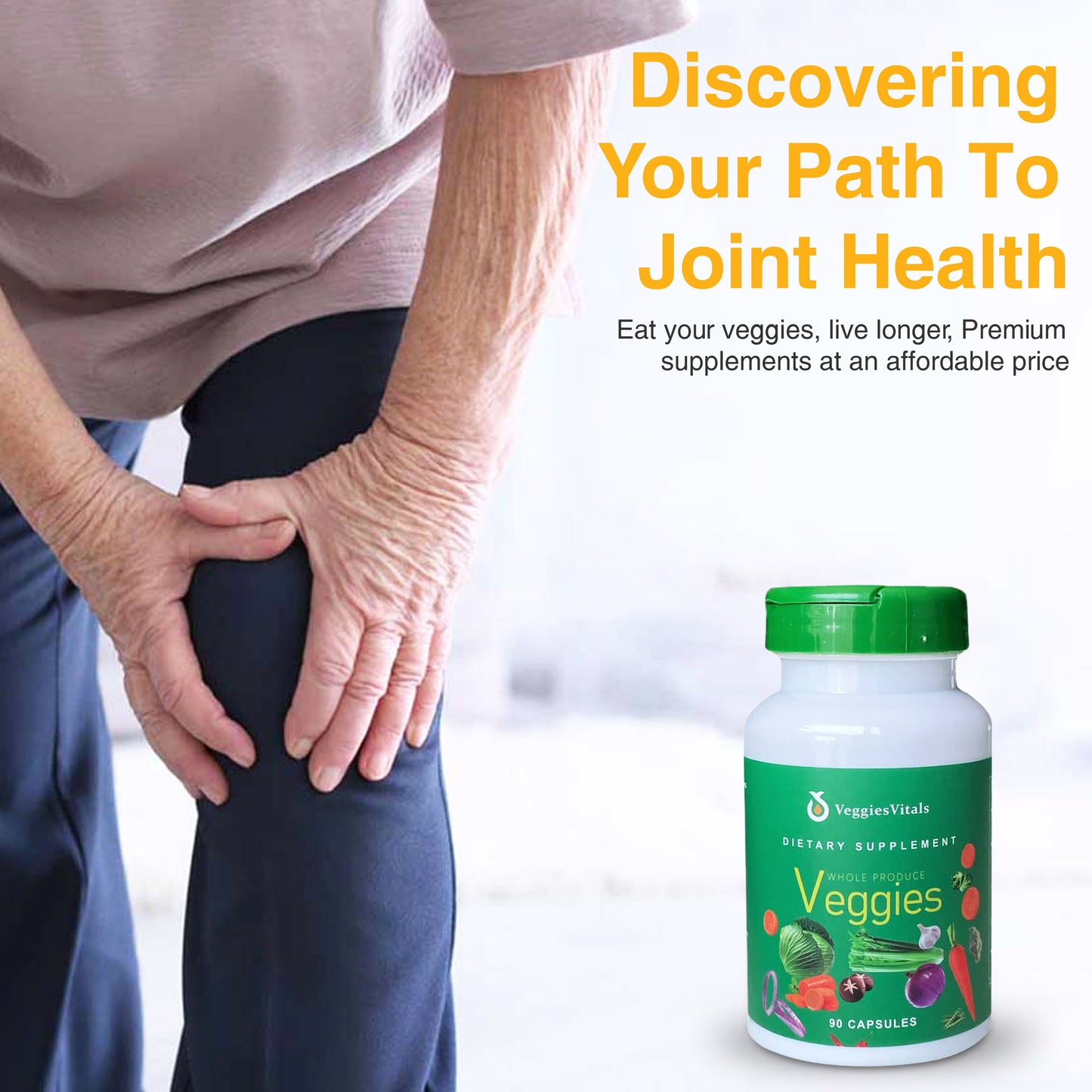 VeggiesVitals Whole Produce Veggie Capsules – Daily Vegetable Supplement – 90 Capsules