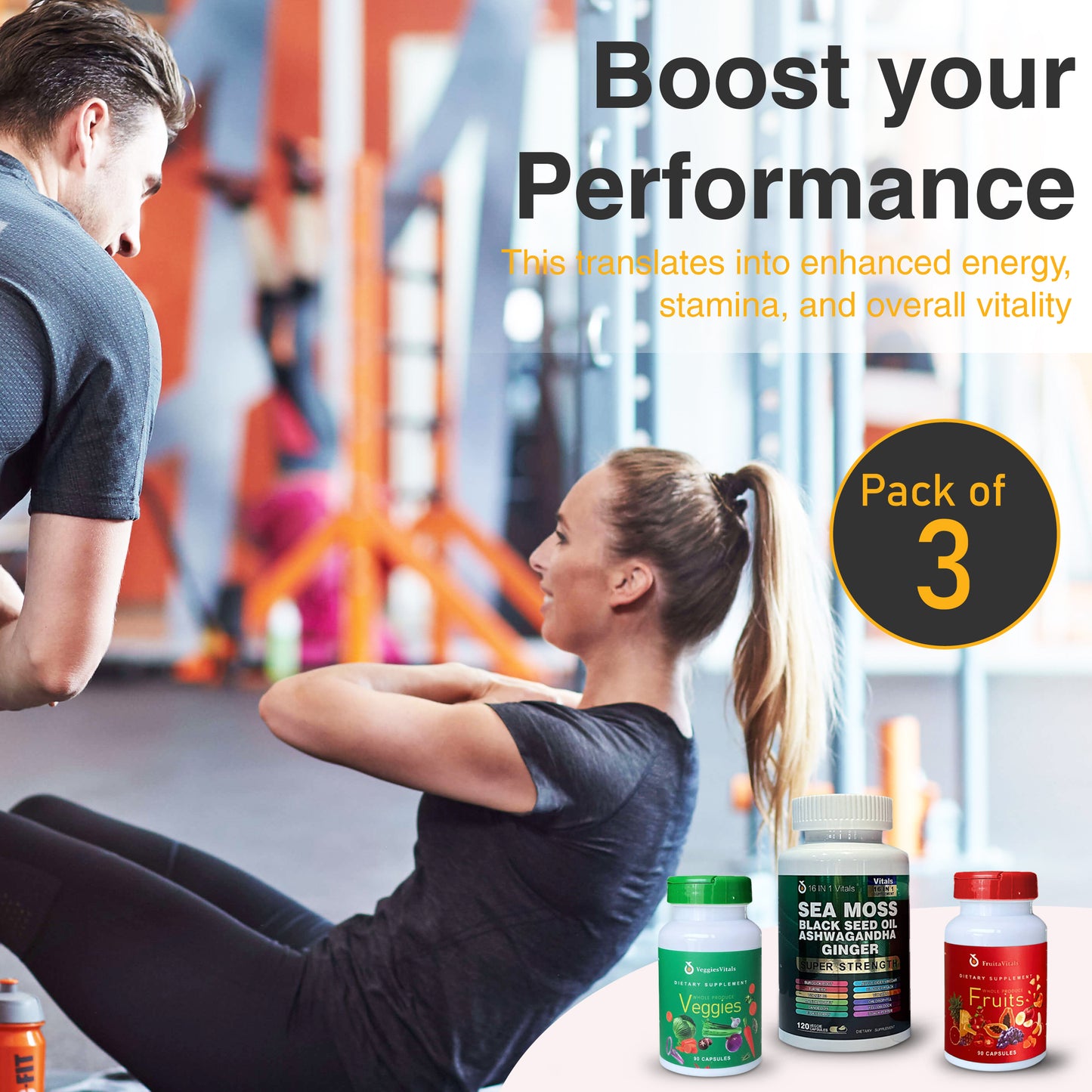 Fruita Vitality Capsules Package Price for 3 Sea Moss, Veggies & Fruits