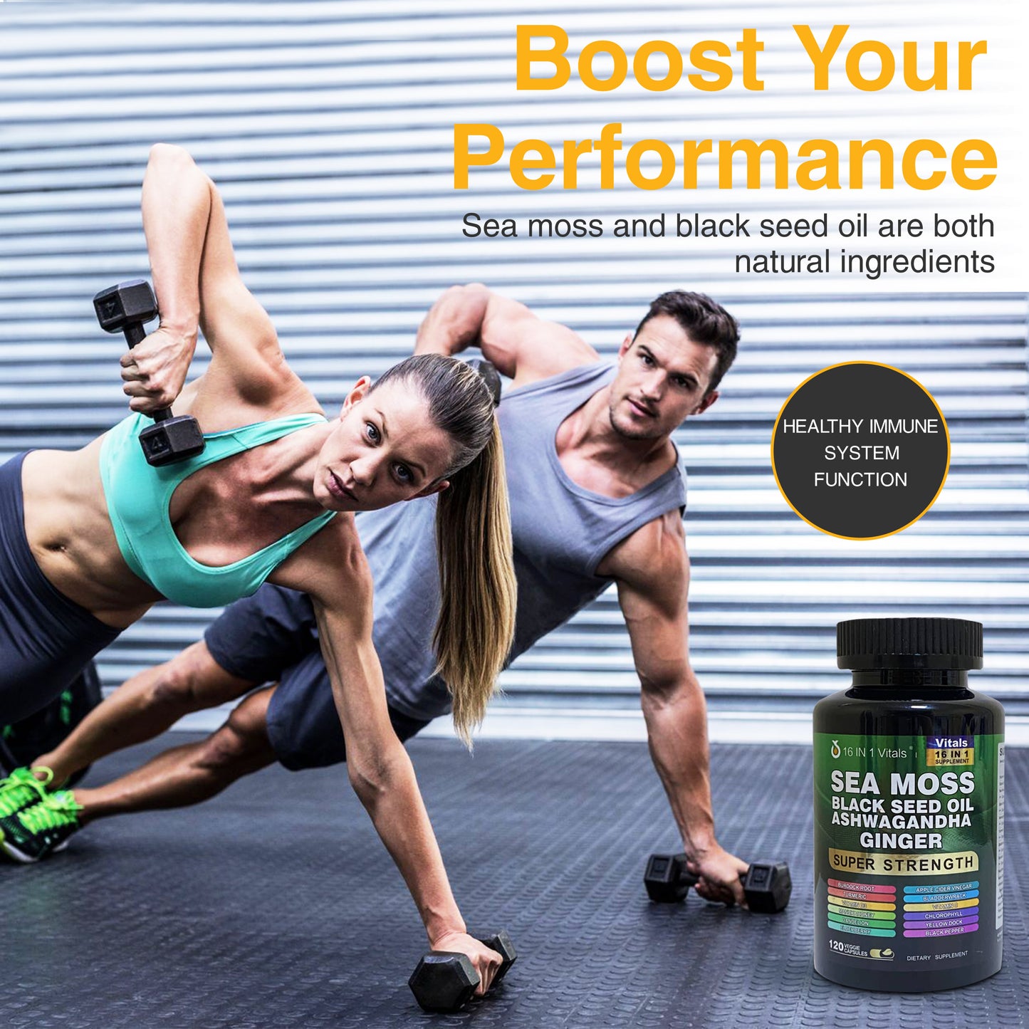 Sea Moss Black Seed Ashwagandha Ginger Supplements (pack of 4)