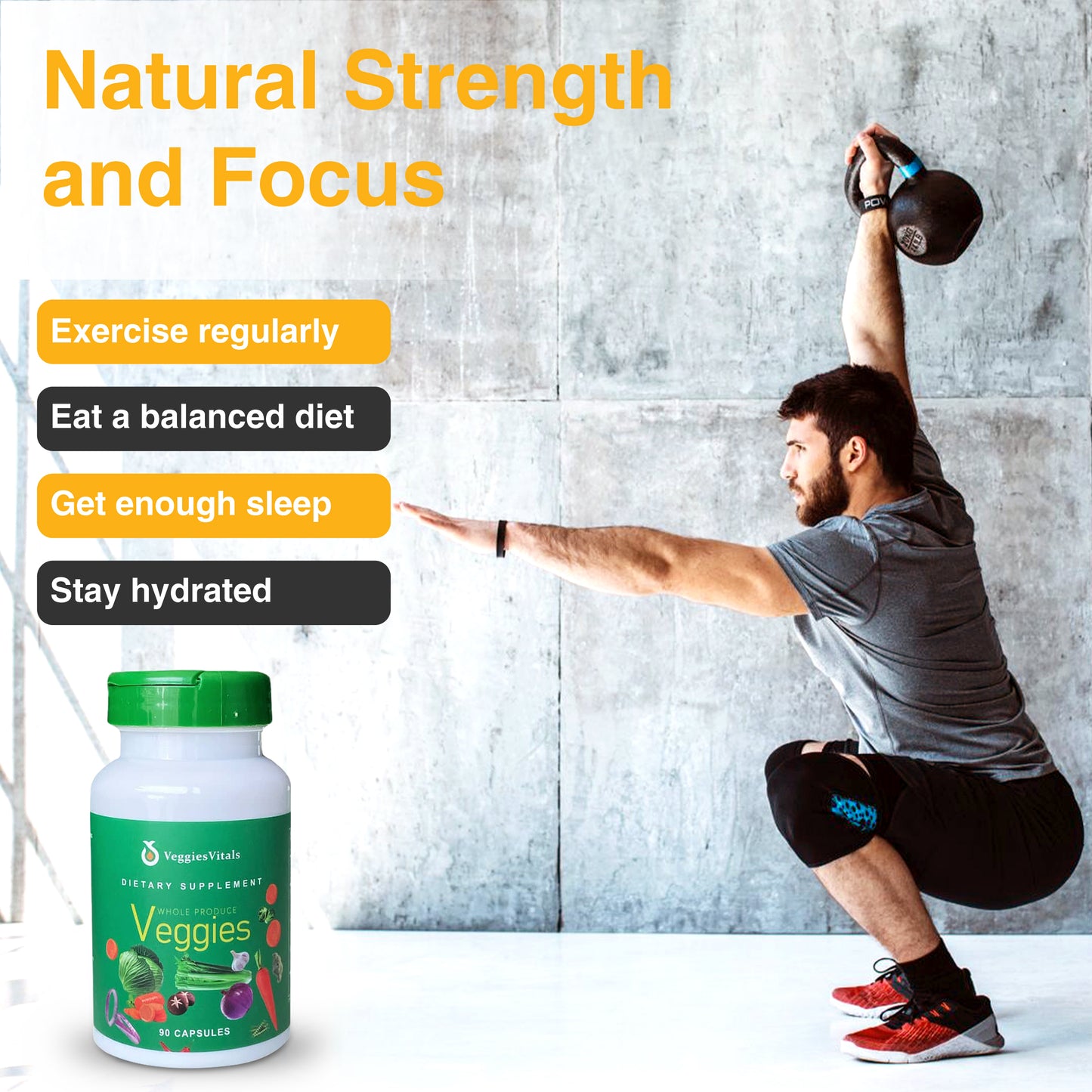 VeggiesVitals Whole Produce Veggie Capsules – Daily Vegetable Supplement – 90 Capsules