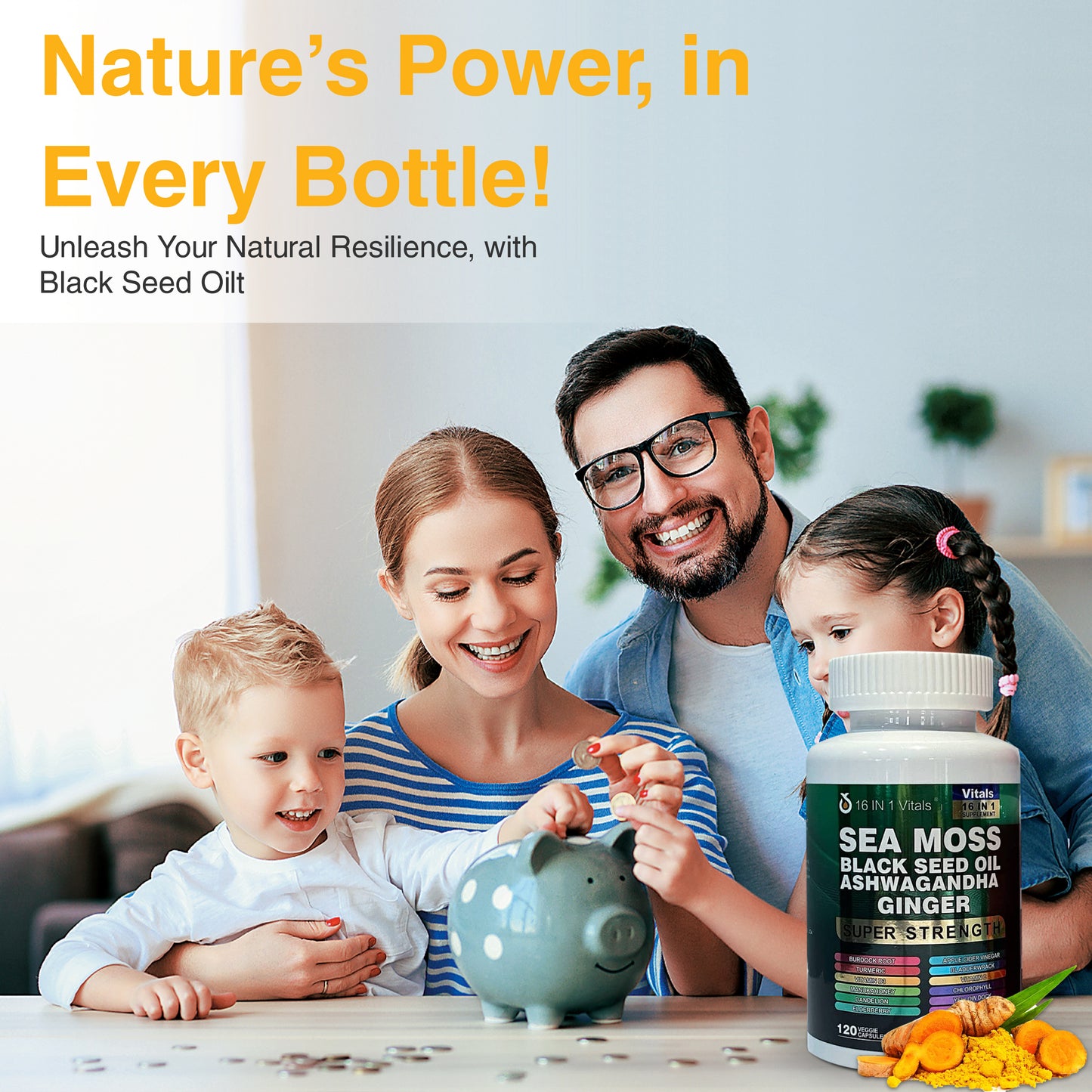 Sea Moss Black Seed Oil Ashwagandha Ginger Capsules