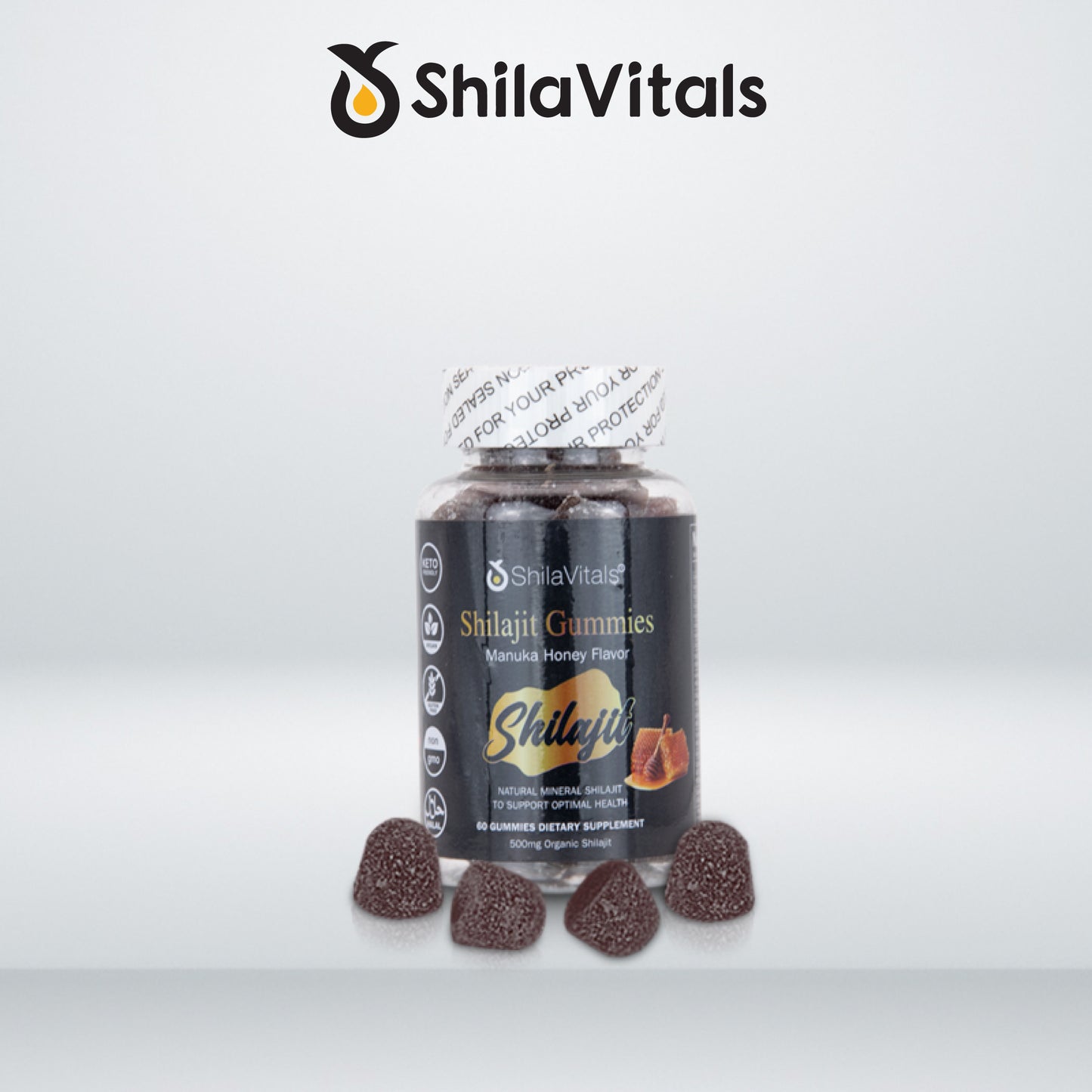 ShilaVitals Organic Shilajit Gummies – Manuka Honey Flavor – 500mg Wellness Boost
