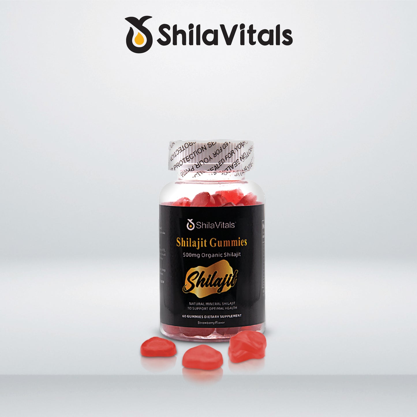 ShilaVitals Organic Shilajit Strawberry Gummies – 500mg Natural Energy Support