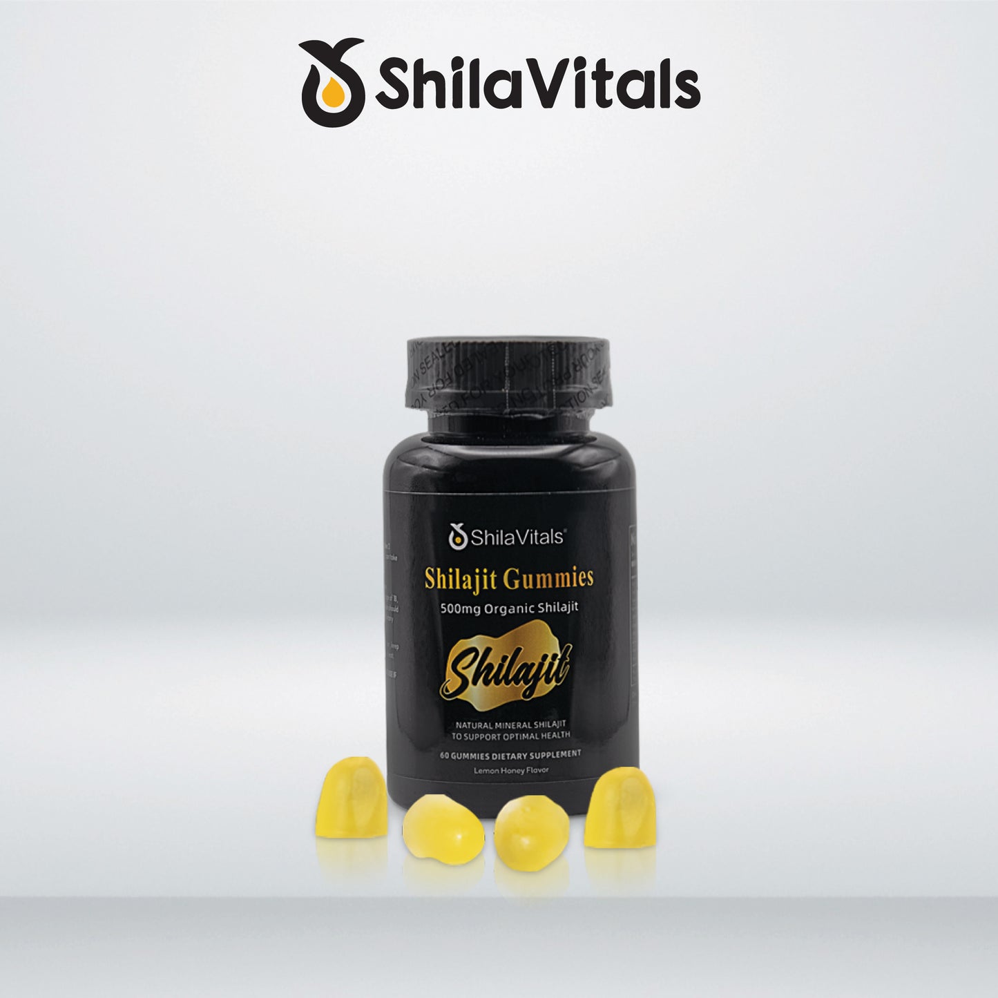 ShilaVitals Organic Shilajit Gummies – Honey Lemon Flavor – 500mg Natural Wellness Support