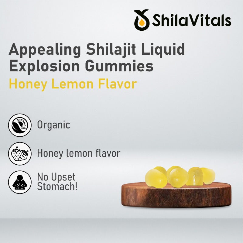 ShilaVitals Organic Shilajit Gummies – Honey Lemon Flavor – 500mg Natural Wellness Support