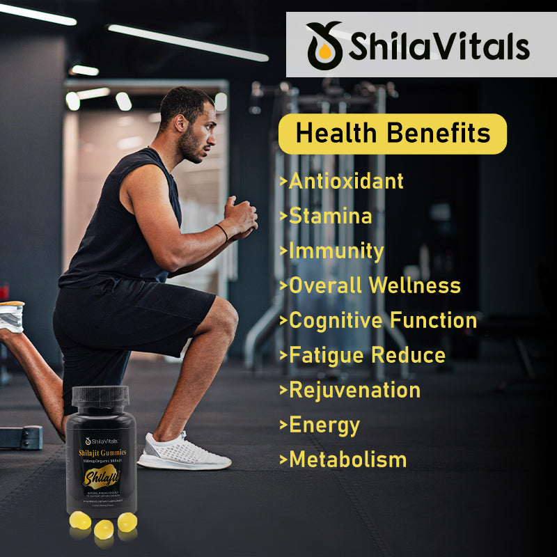 ShilaVitals Organic Shilajit Gummies – Honey Lemon Flavor – 500mg Natural Wellness Support