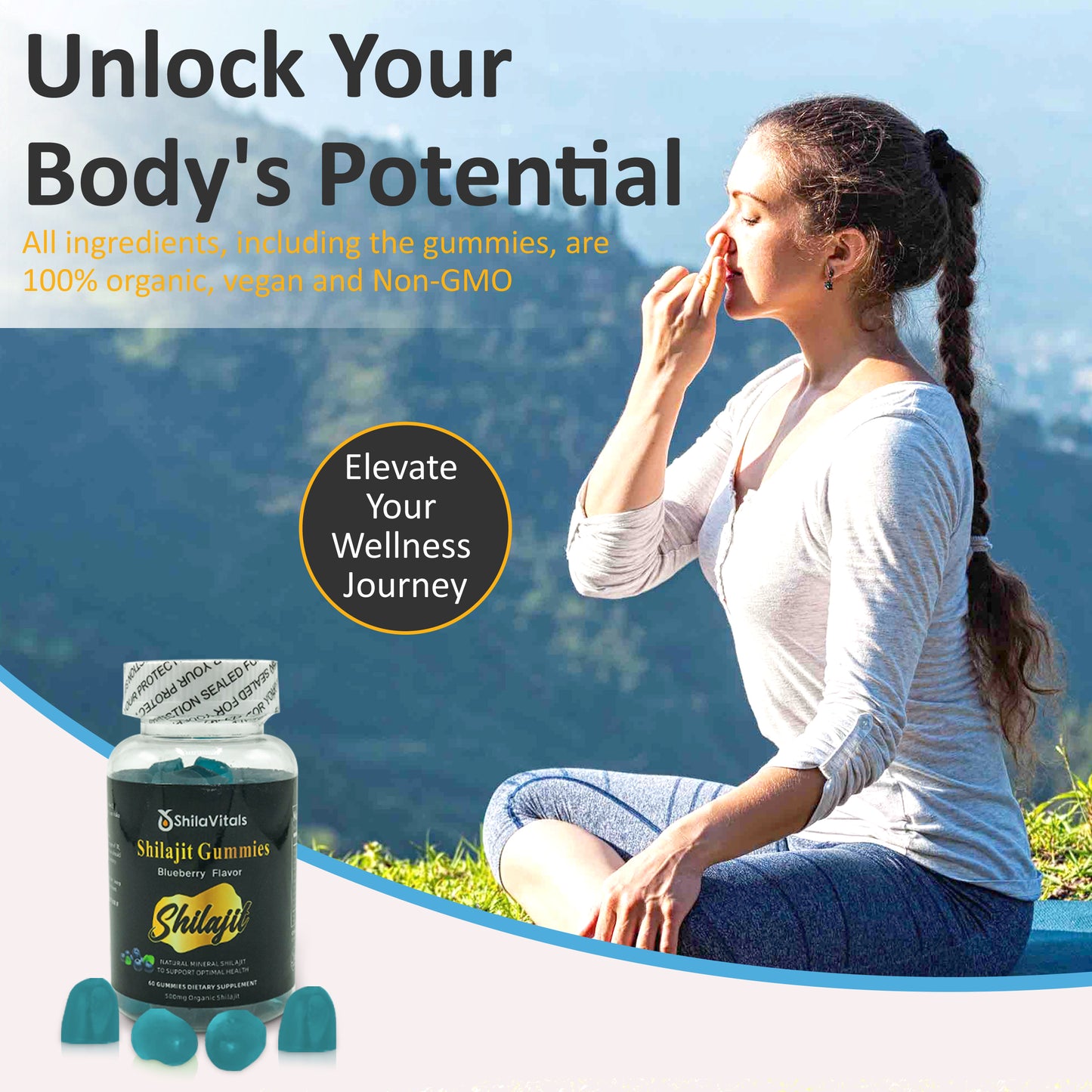 ShilaVitals Organic Shilajit Blueberry Gummies – 500mg Natural Wellness Support