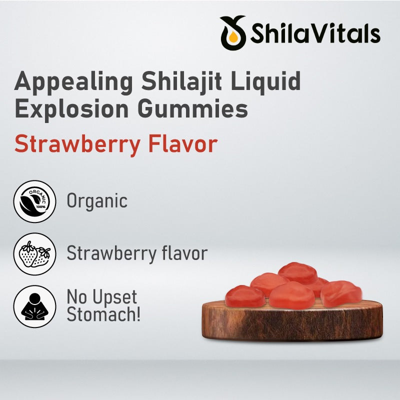 ShilaVitals Organic Shilajit Strawberry Gummies – 500mg Natural Energy Support