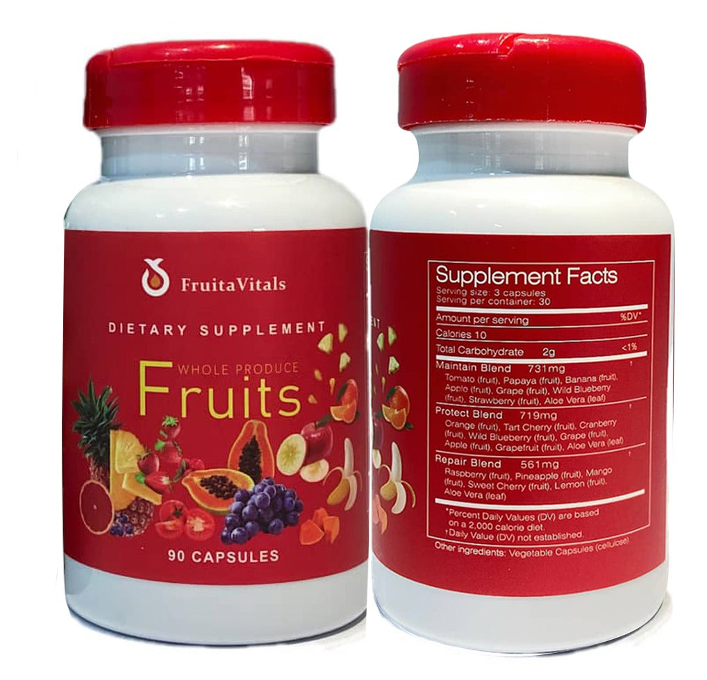 FruitaVitals Whole Produce Fruits Capsules – Daily Fruit-Based Supplement – 90 Capsules