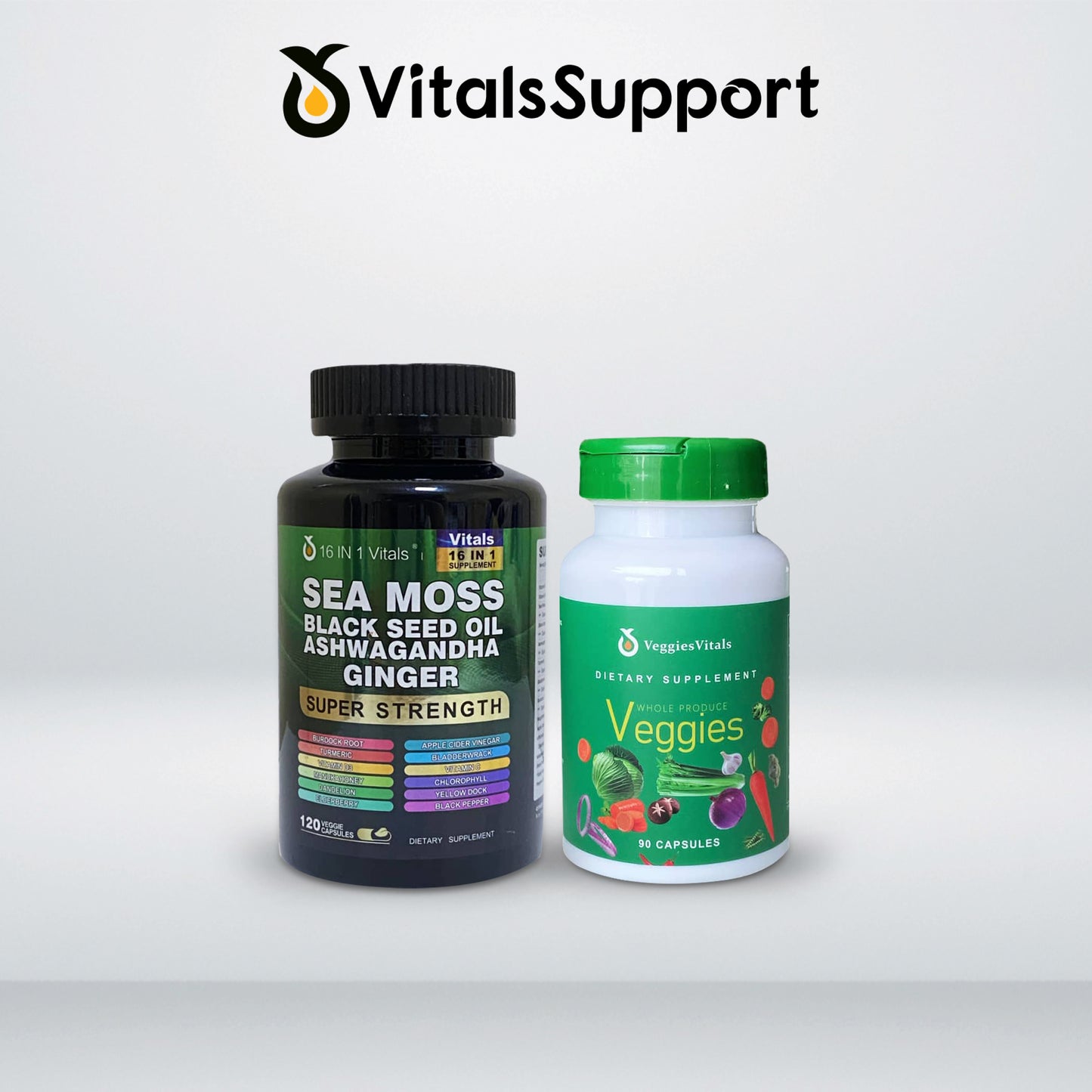 Sea Moss Ashwagandha Ginger & Veggies Vitals Supplement Pack of 2