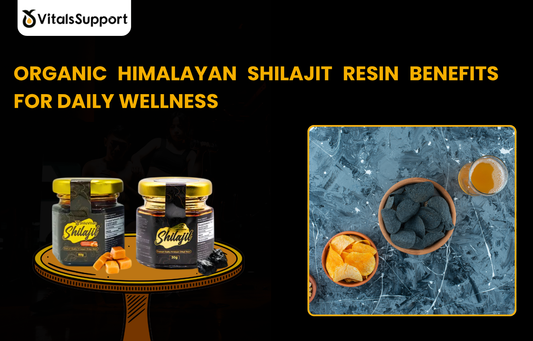Organic Himalayan Shilajit resin in a glass jar with a wooden spoon showing pure mineral-rich texture for daily wellness.