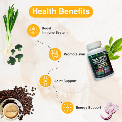 Sea Moss Black Seed Oil Ashwangandha Ginger Capsules