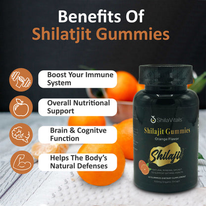 Shila Vitals Organic-Shilajit Orange Gummies 500mg