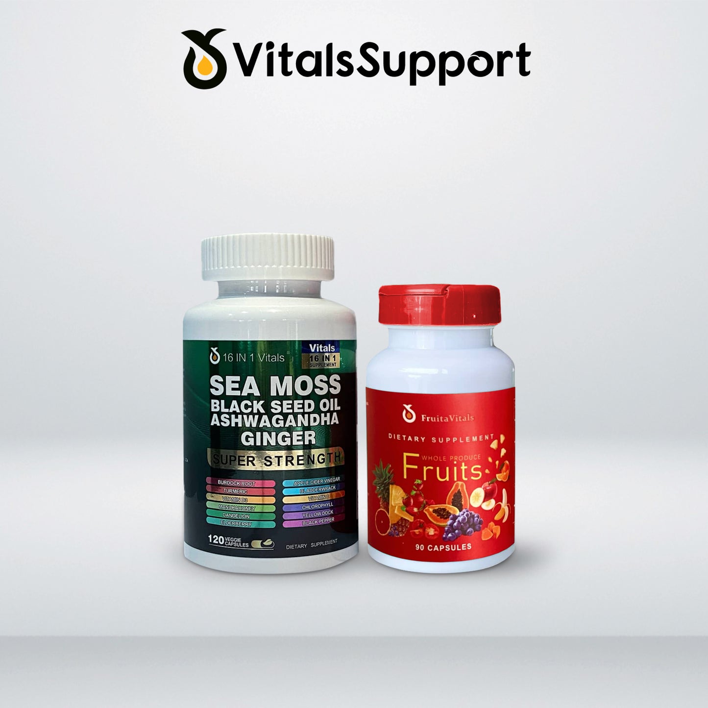 Sea Moss Black Seed Oil Ashwagandha Ginger & Fruits  Supplements (Pack of 2)